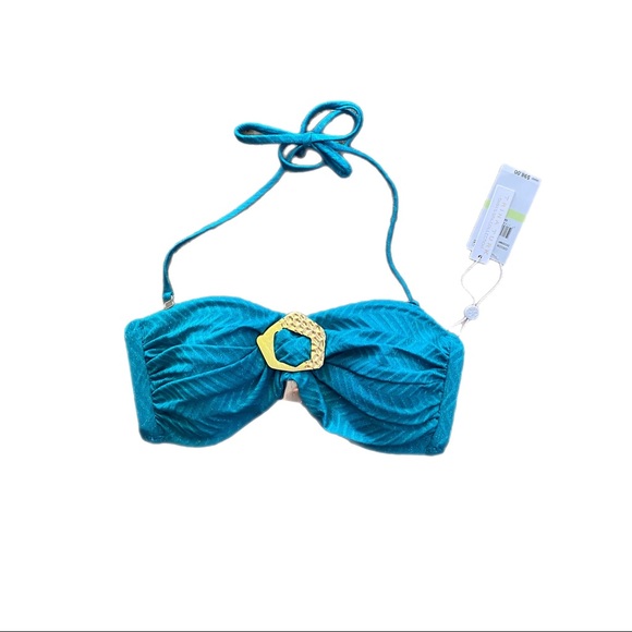Trina Turk Empire Buckle Bandeau Bikini Top 4 nwt marine - Picture 2 of 8
